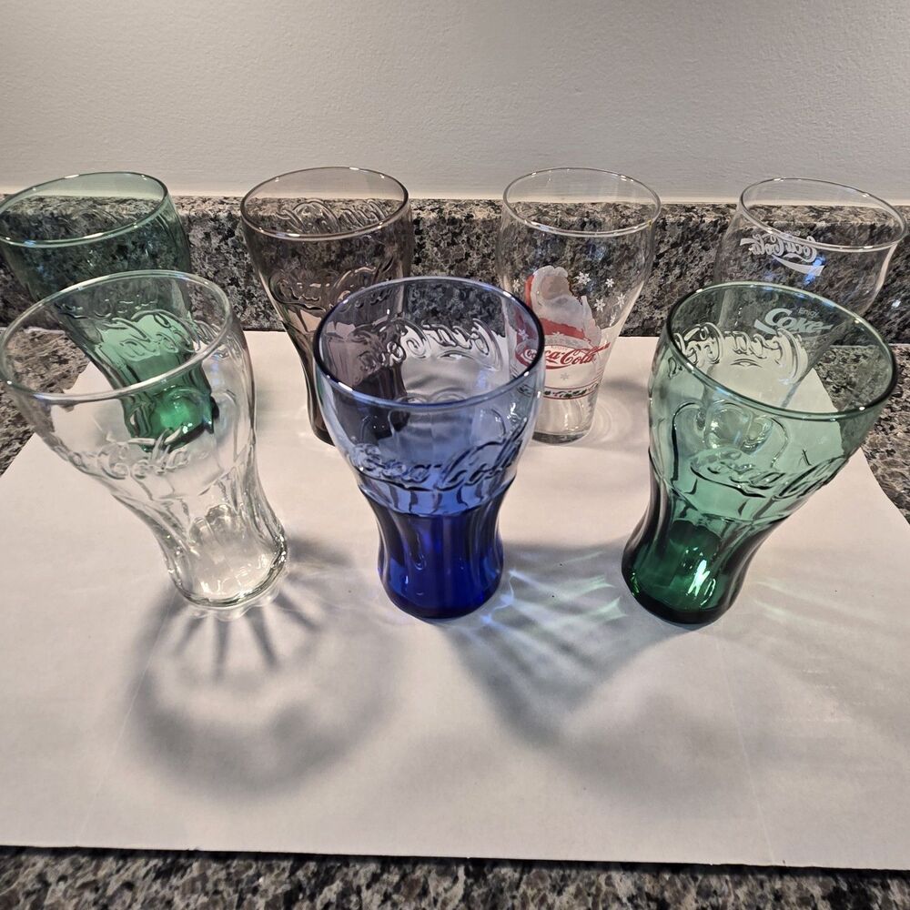 Set of 7 Genuine Coca-Cola Glass Tumblers by Libbey